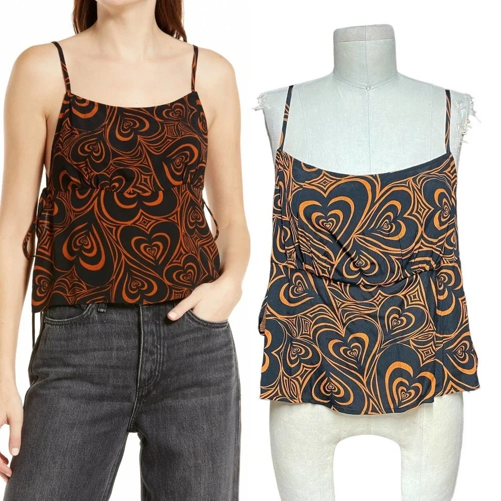 Lisa‎ Says Gah Buffy Wild Hearts Tank Top Black Brown Size Large